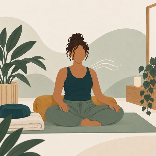 Illustration of a gentle, choice-based seated yoga practice